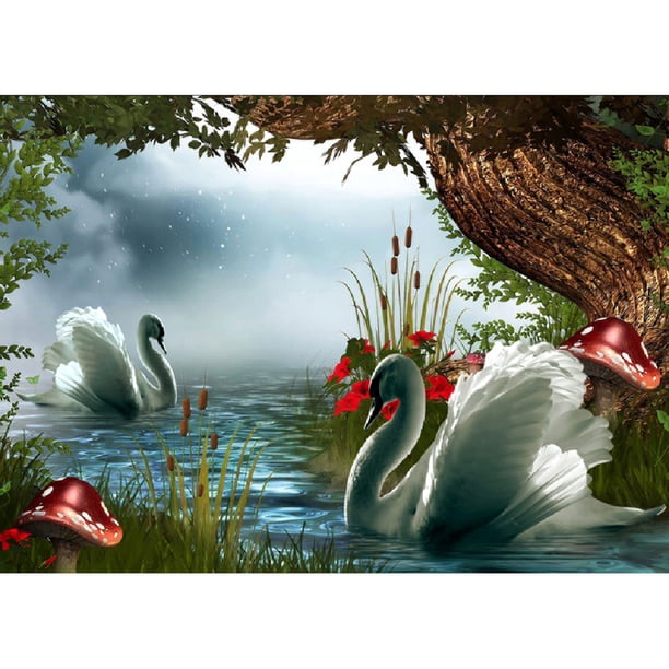 Diamond Painting (DE5353) Kits Gansos en Río Cuadro Cuadrado Artesanía 40x50cm Hugtrwg Para estrenar