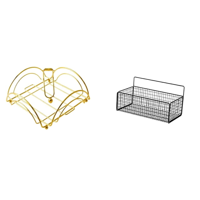 Dispensador de servilletas con brazo pesado y cesta de alambre de metal para organizar artículos de mesa y pared en cocinas, baños, hoteles, cafetería