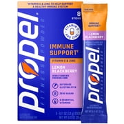 Propel Immune Support Zero Sugar Lemon Blackberry, On The Go Packs, Electrolyte Powder Drink Mix, 0.11 oz, 8 Count Packets
