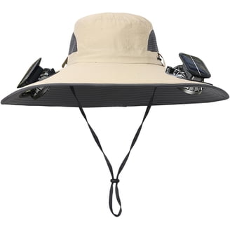 Outdoor Sonnenhut Mit Solar-Ventilator – Breite Krempe 12 Cm, USB & Solar Aufladbar, 3 Geschwindigkeiten, UPF 50, Für Angeln & Wandern