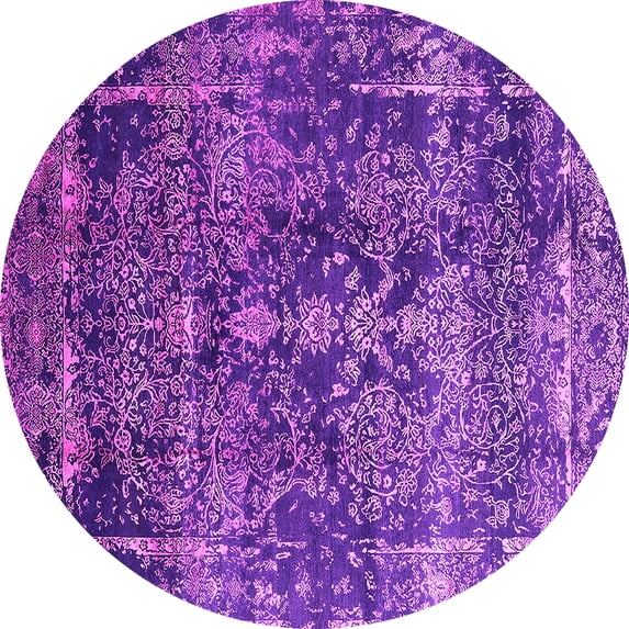 Ahgly Company Indoor Round Oriental Pink Industrial Area Rugs, 8' Round