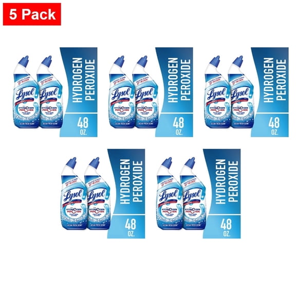 Lysol Hydrogen Peroxide Gel Toilet Bowl Cleaner Ocean Fresh 2 ct / 24 fl oz - 5 Pack