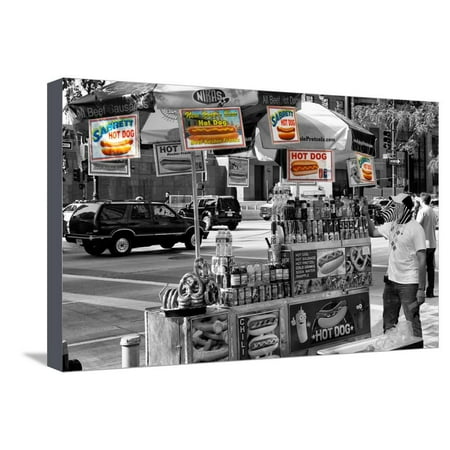 Safari CityPop Collection - NYC Hot Dog with Zebra Man III Stretched Canvas Print Wall Art By Philippe