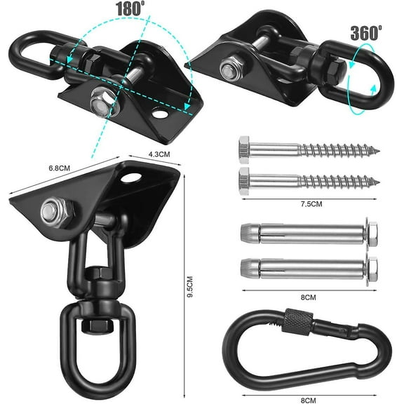 Hammock Hanging Kit, Heavy Duty Swing Hangers, 1200 Lb Stainless Steel 360 Rotate Hammock Chair Hanging Kit Suspension Hooks With Bolt