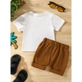 thumbnail image 3 of FEORJGP Kids Boys Summer 2PCS Outfits 12M 18M 2T 3T 4T 5T Toddler Short Sleeve T-shirts Crew Neck Letter Print Tops and Solid Drawstring Shorts Sets I Comfy Simply Clothes for Vacation Daily, 3 of 9