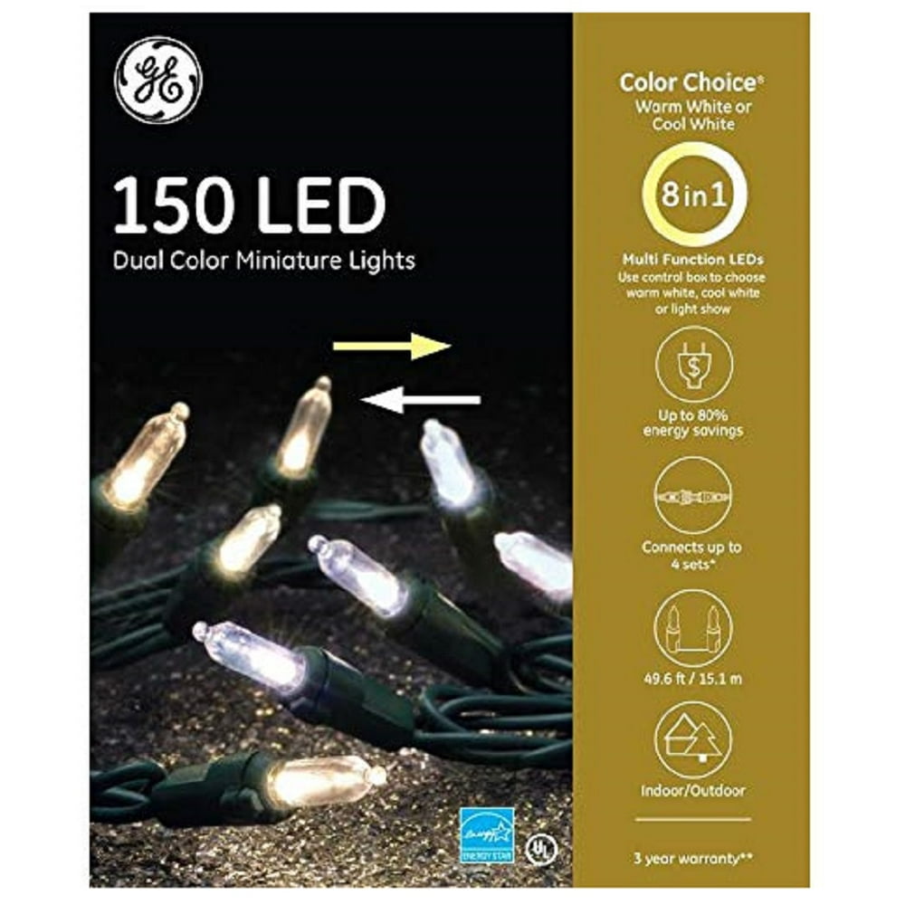 GE Color Choice 150 LED Dual Color Miniature Lights Warm Cool White