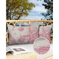 thumbnail image 3 of Outdoor Waterproof Pillow Covers Pack of 2, Vintage Starfish Coral Seahorse Shell Ocean Pink Decorative Throw Pillowcases Cushion Covers for Garden Patio Tent Sofa Couch, 20x12 inch, 3 of 8