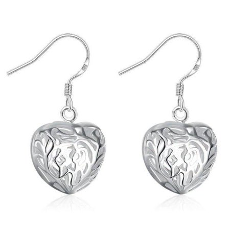 Fancy Puffed Heart - ON SALE - Cut Out Fancy Puffed Heart Earrings Silver