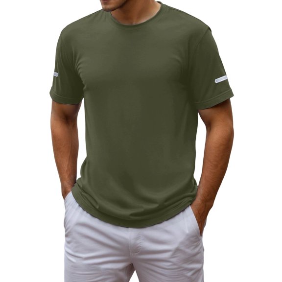 Bibifish Mens T-Shirts Curved Hem Solid Color Casual Tee Tops Crew Neck Short Sleeve Tees