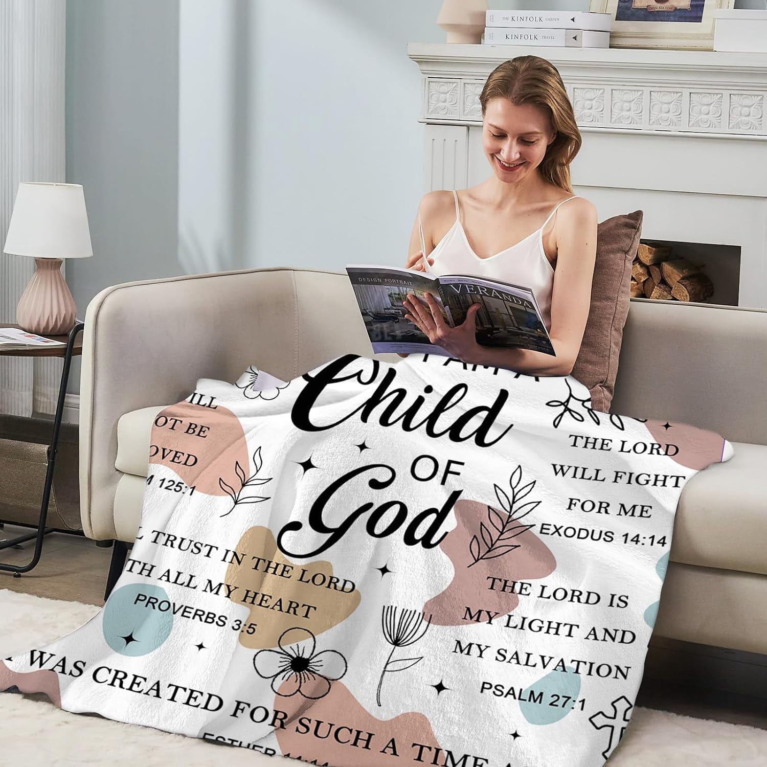 Christian Gifts for Women - I Am a Child of God Blanket, Faith Bible Religious Gifts, Secret Sister Gifts for Women Christian Inspirational Blankets Super Soft Flannel Throw Blanket 50"x60"