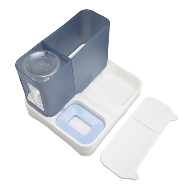 Comedero automático para gatos, simple, transparente, de gran capacidad, 2 en 1, alimentador de comida para mascotas y dispensador de agua para gatos y perros, color azul