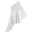 thumbnail image 5 of Xnihocha Women Praise Lyrical Dance Dress One Shoulder Asymmetrical Worship Dance Mesh Overlay Dress Ivory XL, 5 of 7