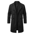 thumbnail image 4 of Maqroz Mens Long Double Breasted Trench Coat Notch Lapel Collar Winter Warm Overcoat Casual Business Formal Outerwear Heavyweight Classic Long Jacket, (Black,XXL), 4 of 9