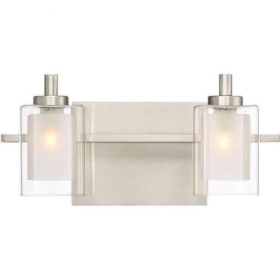 2 Light Transitional Vanity Light Fixture Approved for Damp Locations-Brushed Nickel Finish Bailey Street Home 71-Bel-2242877