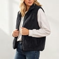 thumbnail image 6 of ClodeEU Women's Stand Collar Zip Up Fleece Vest,Sleeveless Sherpa Gilet Casual Warm Waistcoat With Pockets ,Women's Plus L, 6 of 9