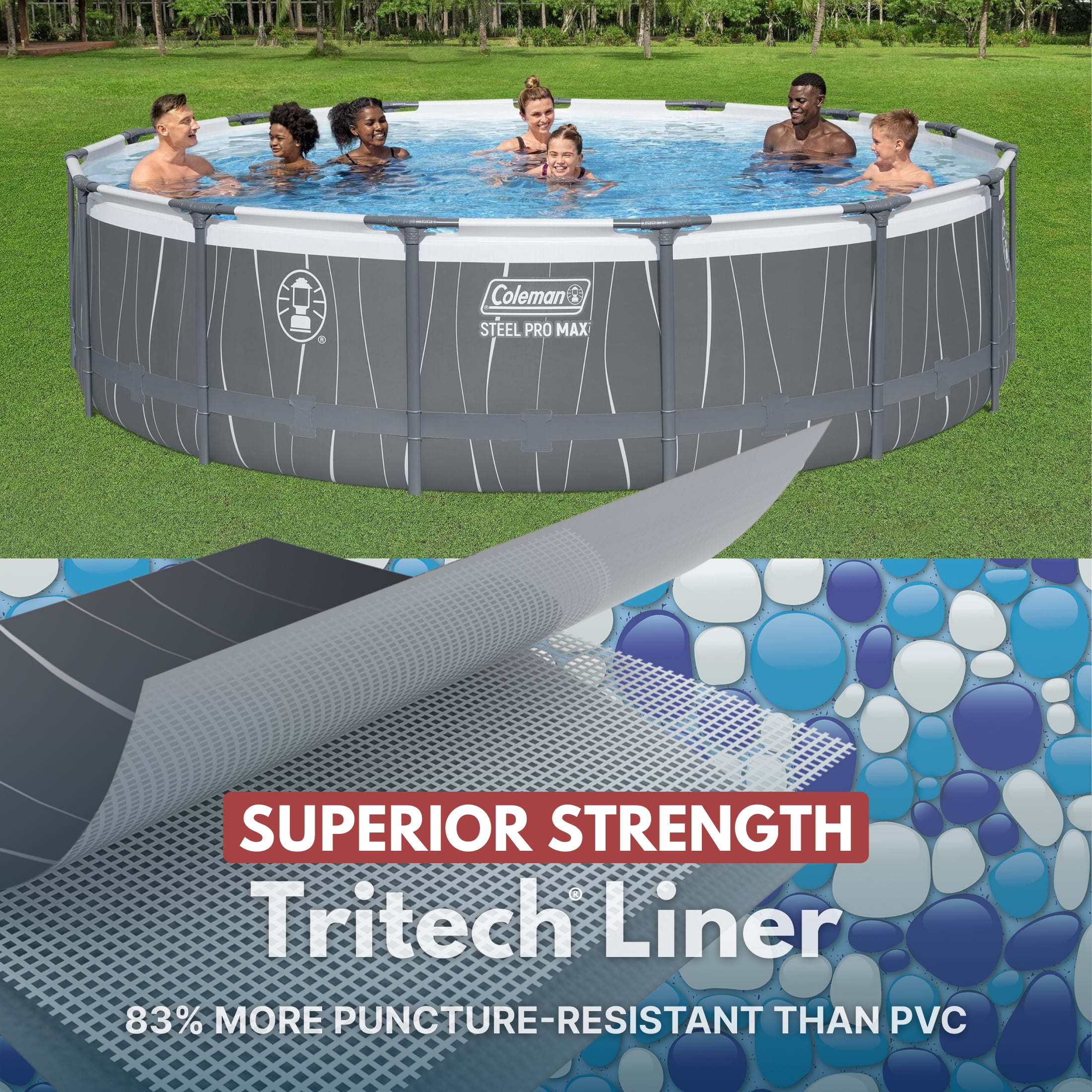 Coleman Steel Pro MAX 15' x 42" Round Above Ground Pool Set with LED Light