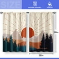 thumbnail image 3 of Boho Forest Kitchen Curtains - Aesthetic Modern Country Mountain Sunset Nature Sun Rustic Art Short Cafe Tier Curtains Decor for Living Room Rod Pocket Window Drapes 2 Panels Set 28"x36", 3 of 5