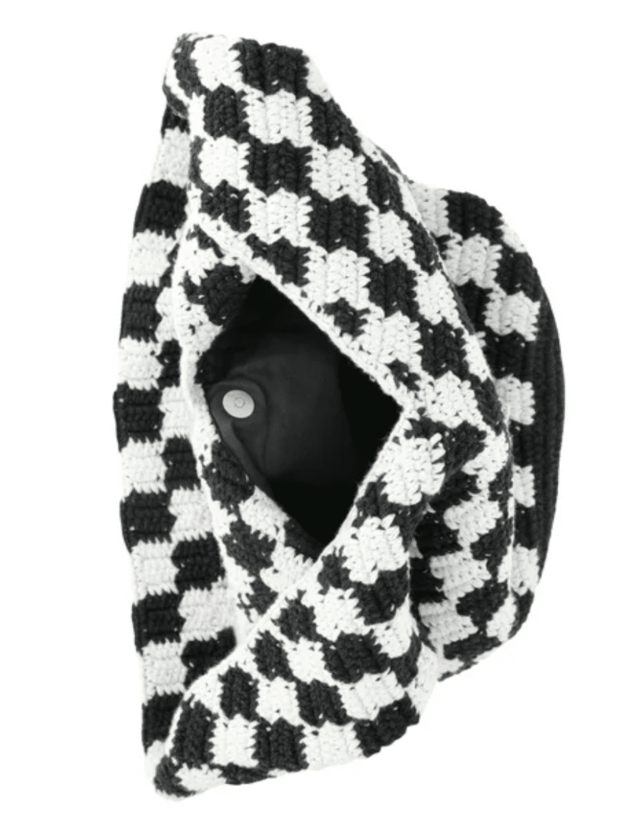 No Boundaries Festival Crochet Hobo Bag, Black/White Checker Cherries, Women's