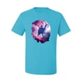 thumbnail image 2 of Wild Bobby, Galactic Space Cat Riding a Llama, Animal Lover, Men Graphic Tees, Light Turquoise, 2XL, 2 of 3