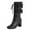 Black, variant on asddcavvf 2023 Autumn And Winter New Korean Women Pink Bowknot Chunky Heel High Heel Mid Calf Boots