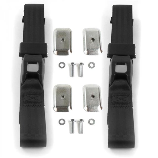 Early Cars 1933-1934 Standard 2 Point Black Lap Bucket Seat Belt Kit with Bracketry - 2 Belts