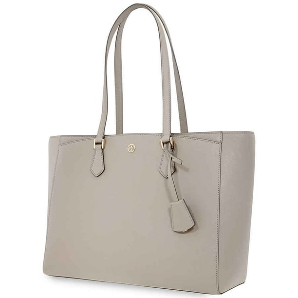 Tory Burch Robinson Textured Leather Tote- Gray Heron 