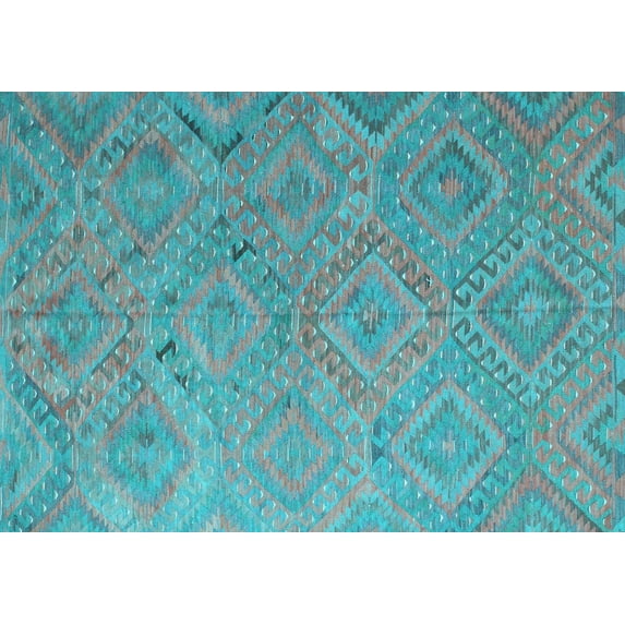 Ahgly Company Indoor Rectangle Southwestern Light Blue Country Area Rugs, 3' x 5'