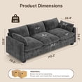 thumbnail image 3 of Asofer 110" Corduroy 3‑Seater Cloud Sofa, Upholstered Couch with Extra Deep Seats, 2 Throw Pillows for Small Space & Apartment, Dark Gray, 3 of 9