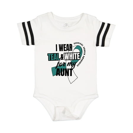 

Inktastic I Wear Teal and White for My Aunt Cervical Cancer Awareness Gift Baby Boy or Baby Girl Bodysuit