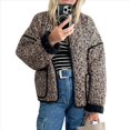 thumbnail image 2 of Chaqueta Acolchada Corta con Estampado Floral Vintage para Mujer, Chaqueta Corta Abierta Al Frente, Ropa de Abrigo Naranja y Negro M, 2 of 5