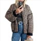 thumbnail image 2 of Chaqueta Acolchada Corta con Estampado Floral Vintage para Mujer, Chaqueta Corta Abierta Al Frente, Ropa de Abrigo Naranja y Negro L, 2 of 5
