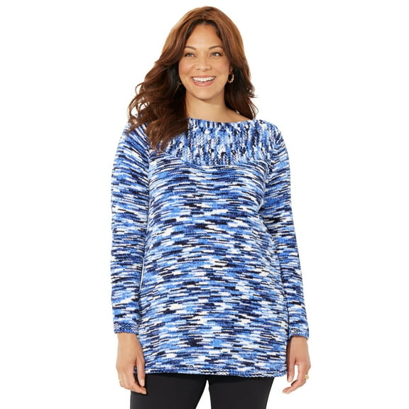 Catherines Women's Plus Size Chenille Cable-Knit Boatneck Sweater