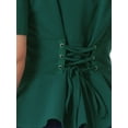 thumbnail image 5 of INSPIRE CHIC Women's Victorian Blouse Short Sleeves Steampunk Lace Up Vintage Top S Dark Green, 5 of 6