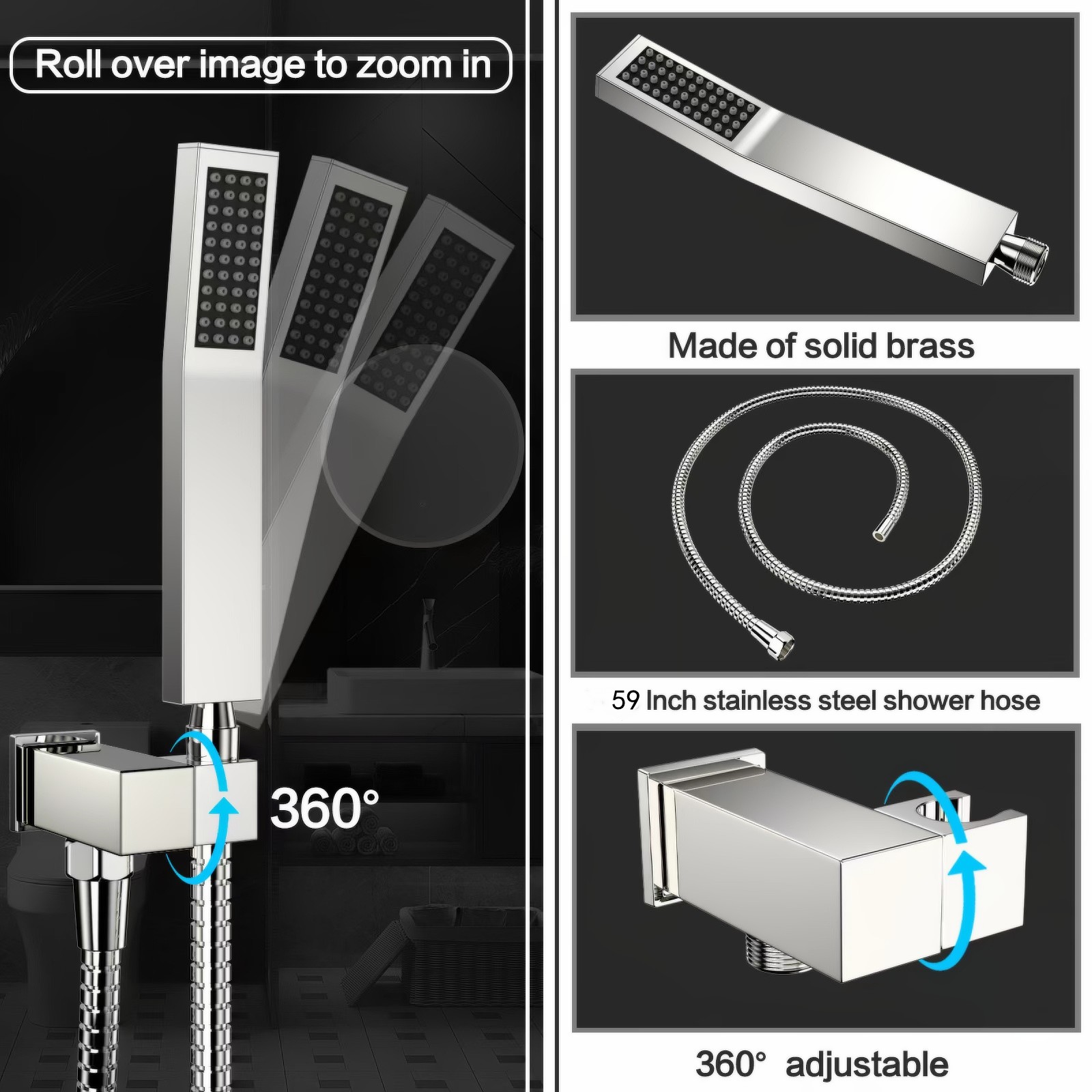Fatspas Rain Shower System, 10" Shower Faucet Set with Rain Handheld, Wall Mounted High Pressure Shower Head System, Luxury Shower Head Set for Bathroom Shower Fixtures Rough in 2 Way Shower Valve Kit