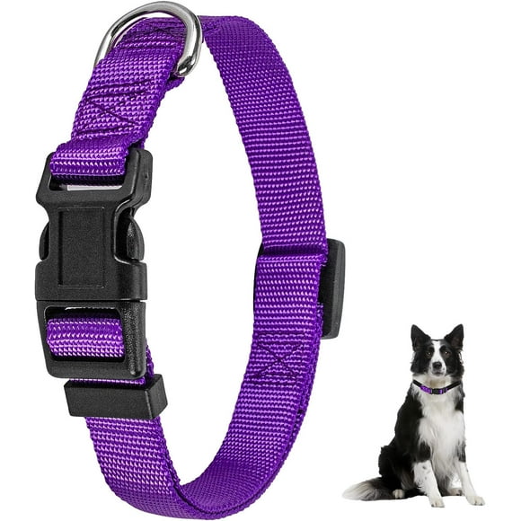 shiyou-Adjustable Martingale Collar - Black Nylon, Quick Release Buckle, Classic Pet Collar for Small to Large Dogs (Large 1 Pack)