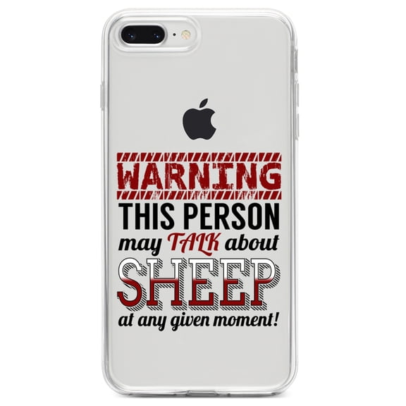 DistinctInk Clear Shockproof Hybrid Case for iPhone 7 PLUS / 8 PLUS (5.5" Screen) TPU Bumper Acrylic Back Tempered Glass Screen Protector - WARNING This Person May Talk About Sheep