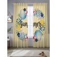 thumbnail image 2 of Starfish Shell Wreath Sheer Curtains 96 Inch Long 2 Panels, Summer Lemon Yellow Stripes Retro Light Filtering Rod Pocket Curtains, Sheer Voile Drapes for Living Room Bedroom, 52"x96", 2 of 8