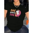 thumbnail image 1 of 1 Pce T-Shirt Décontracté à Col Rond pour Femmes avec Imprimé "She Wants The DD", Tissu en Polyester, Extensible Moyen, Mode Toutes Saisons Fête des Pères, Fête des Mères, Nouvel An, Festival de Printemps, Saint-Valentin, 1 of 7