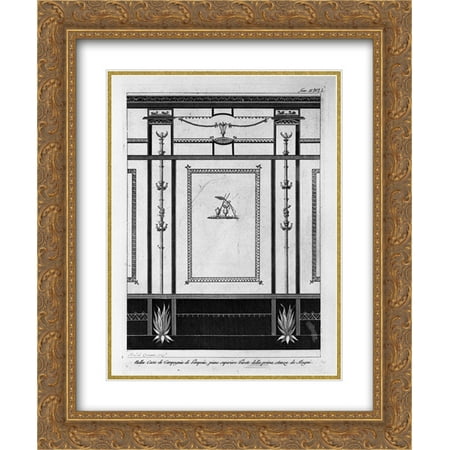 Giovanni Battista Piranesi 2x Matted 20x24 Gold Ornate Framed Art Print 'In the House of Pompeii, the upper floor wall of the first room of