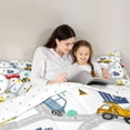 thumbnail image 4 of Homewish Excavator Bulldozer Trucks 7pcs Bedding Comforter Set,Construction Vehicles Queen Bedding Sets,White Gray Yellow Queen Sheet Sets For Boys Kids,Super Cozy Room Decor Reversible, 4 of 8