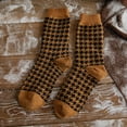 thumbnail image 1 of Womens Winter Socks Autumn And Winter Wool Fleece Mid Tube Socks Houndstooth Printing Warm Stockings, 1 of 4