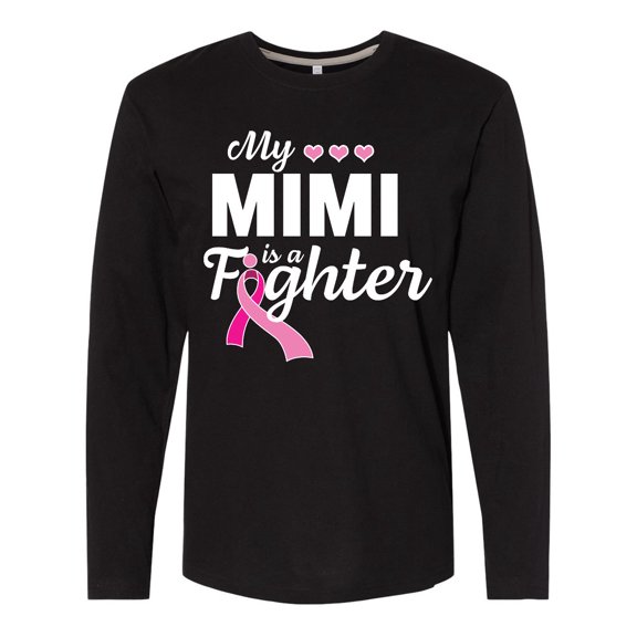 Inktastic Breast Cancer Awareness My Mimi is a Fighter Long Sleeve T-Shirt