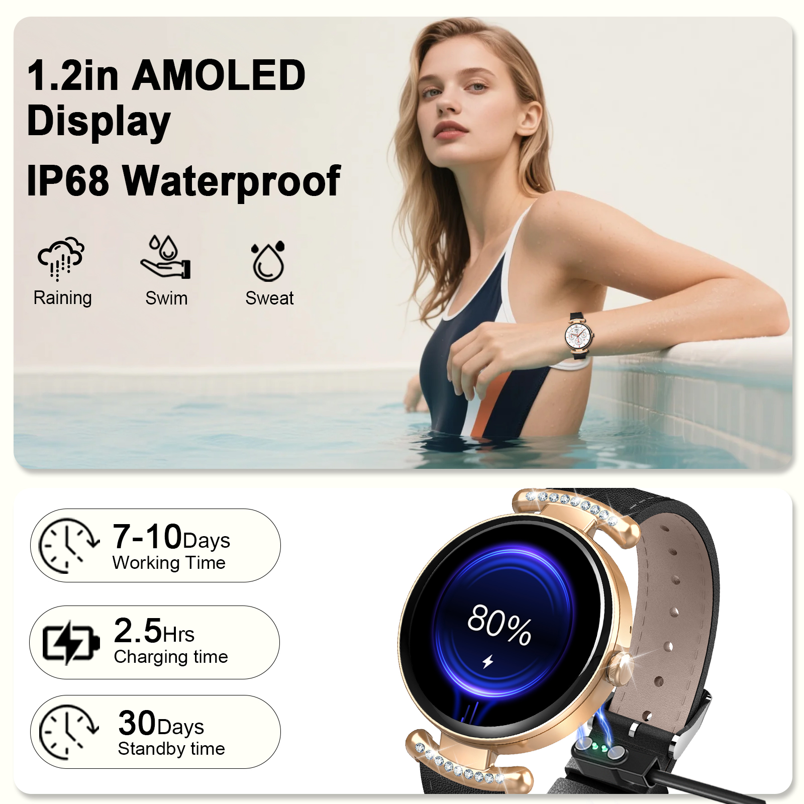 Geryst Smart Watch for Women 1.2" AMOLED Round photo 3