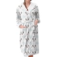 thumbnail image 1 of Women's Fleece Plush Robe Long Warm Plush Bathrobe Loungewear Jacket Printed Comfort Robe, 1 of 5