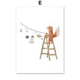 thumbnail image 3 of Pósteres de pared con estampado de lienzo con diseño de oso, conejo, erizo, abeja, flores y cohete espacial bohemio para decoración del hogar de la habitación de los niños y bebés, 3 of 5