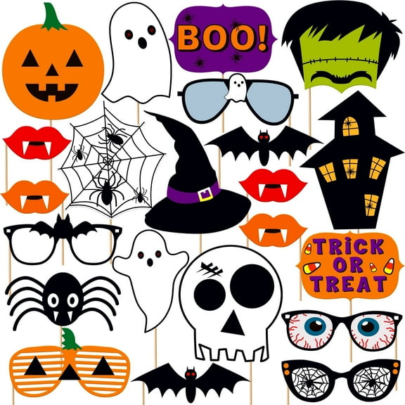 KatchOn, Scary Halloween Photo Booth Props - Large, Pack of 22 | Hocus Pocus Halloween Photo Props for Photoshoot | Halloween Selfie Props | Halloween Photo Props for Halloween Party Decorations