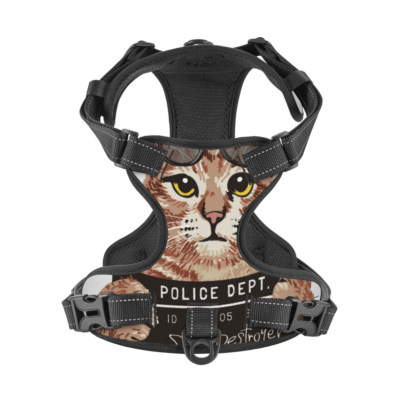 Picia Cat Holding Mugshot Sign No-Pull Dog Harness Reflective Front Clip Vest with Handle,Step-in Air Dog Harness,Adjustable 2 Metal Rings 4 Buckles,Easy to Put on & Take Off