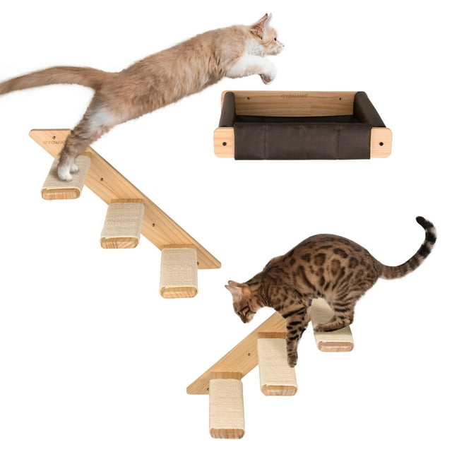 Hamaca para Gatos con Escaleras de Yute | Repisas para Gatos Grandes | Muebles para Gatos de Pared | Gimnasio para Gatos Interior Seguro y Decorativo