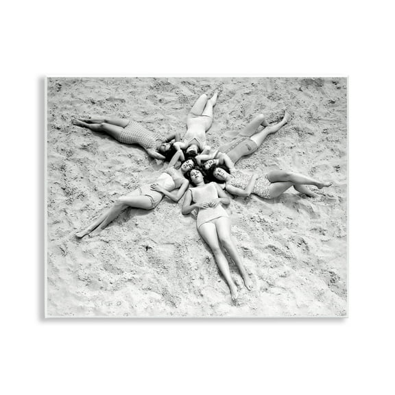 Stupell Industries Women on Beach in Star Shape People Photography Unframed Art Print Wall Art, 14 x 11