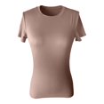 thumbnail image 4 of XAOFW Women'S T Shirts Fashion Slim Crew Neck Basic Shirt Stretchy Ladies Short Sleeve Solid Color Comfort Soft Casual Daily Wear Tops, 4 of 4
